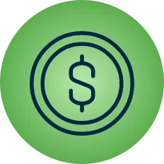 Iconography of dollar sign enclosed in a circle